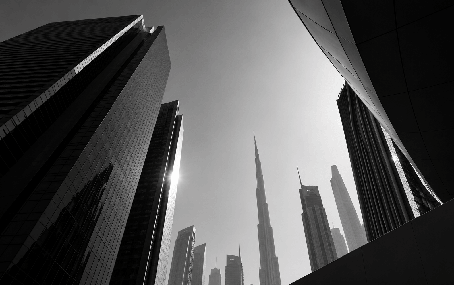 Monochrome Dubai Skyscraper Perspective (1)